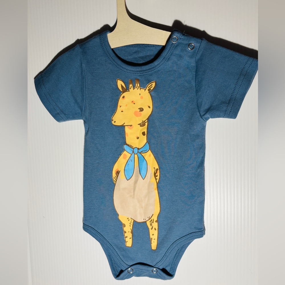 Blue Giraffe Print Kids One Piece